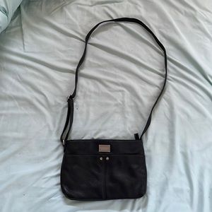 Black Leather Tignanello Crossbody Purse